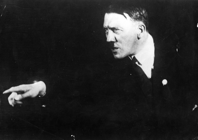 Adolf Hitler Posing to a Recording of His Own Speeches, 1925 (1)